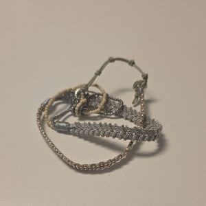 Elegant Silver and Beige Beaded Bracelets